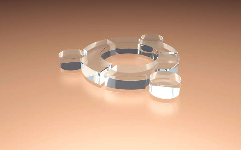 transparent glass logo sculpture