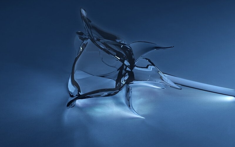 Transparent Glass Rose — Blue