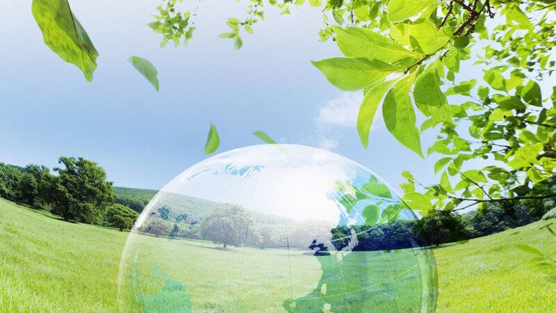 Transparent Globe in Field — Green, Serene, Afternoon, Photograph