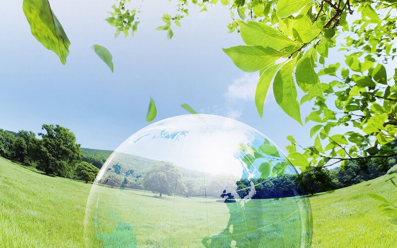 Transparent Globe in Field — Green