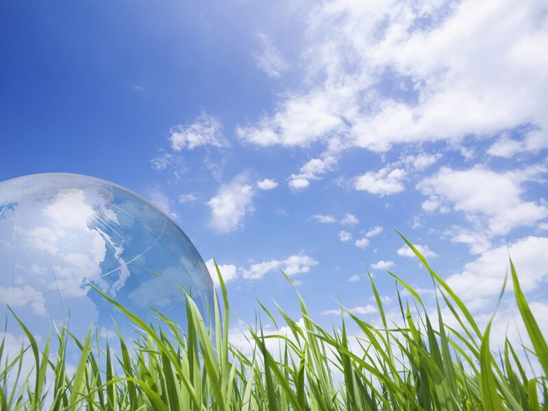 Transparent Globe in Grass — Blue