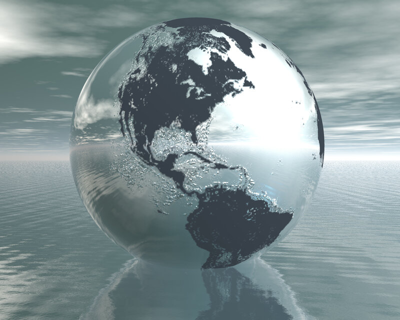 Transparent Globe on Water — Blue