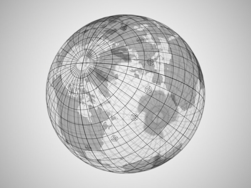 transparent globe with grid