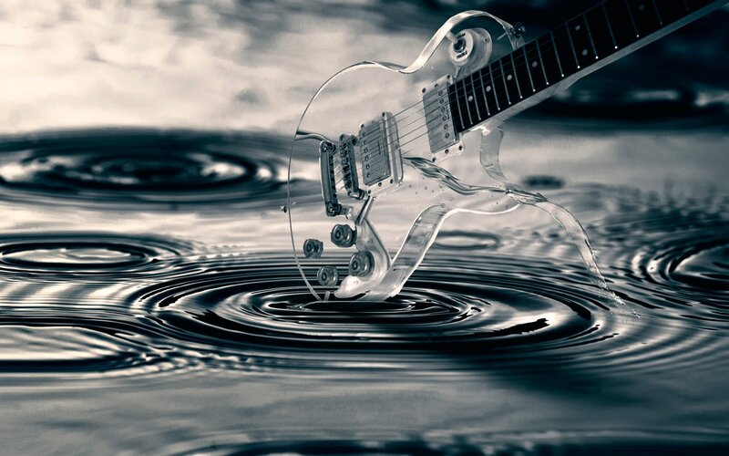 Transparent Guitar in Water