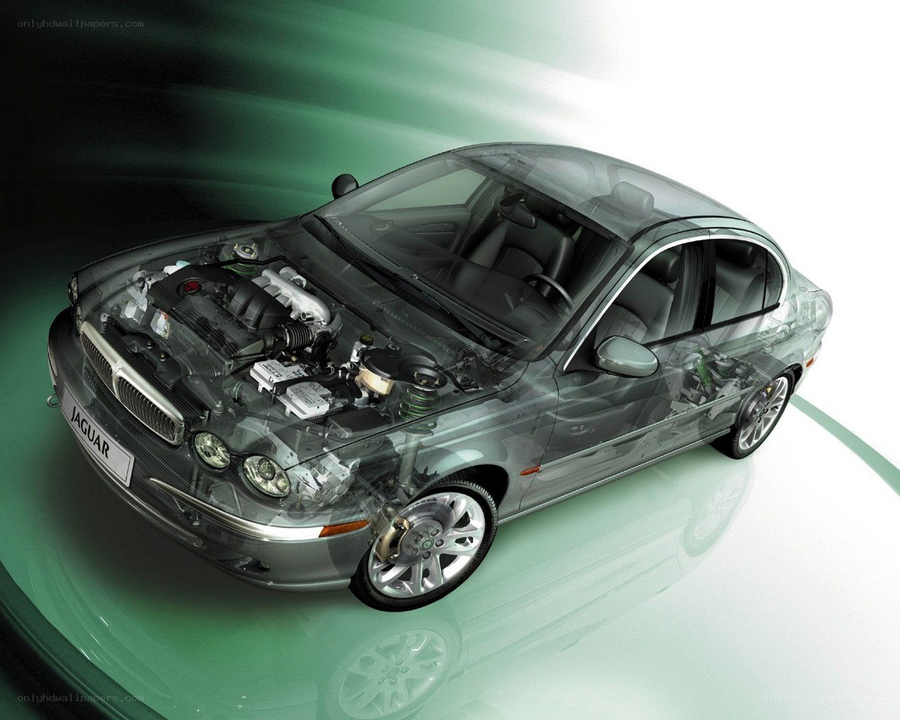 Transparent Jaguar car engine