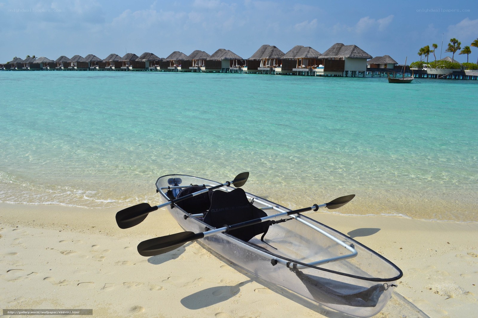 Transparent kayak on tropical beach