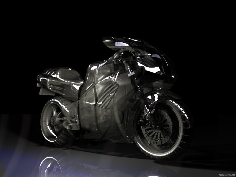 Transparent Motorcycle — Black, Dramatic, 3d Render