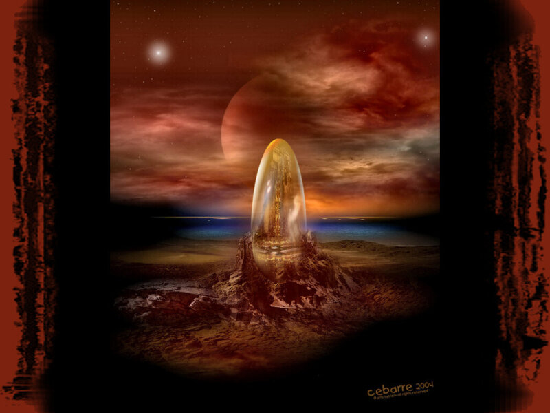 Transparent Obelisk on Alien Planet