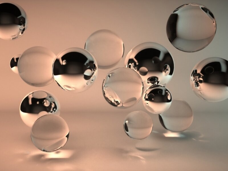 Transparent Spheres Floating