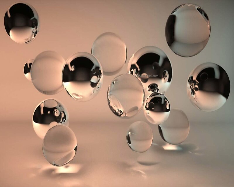 Transparent Spheres Floating — White