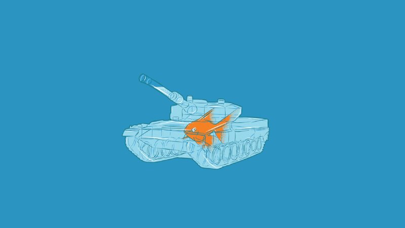 Transparent Tank with Fish — Blue