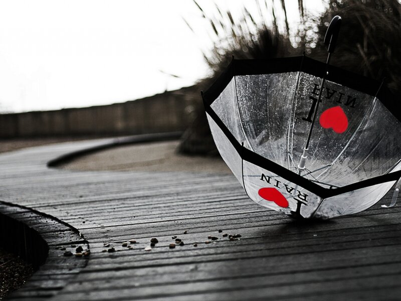 Transparent Umbrella on Ground