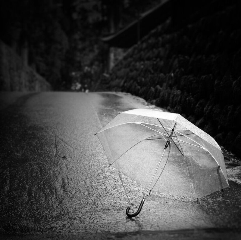 Transparent Umbrella on Road