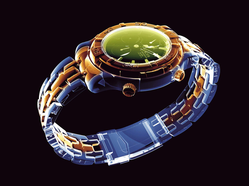 Transparent Watch with Green Dial