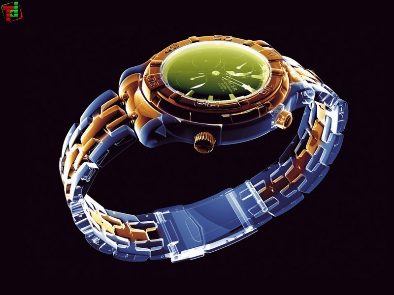 Transparent Watch with Green Face — Blue, Dramatic