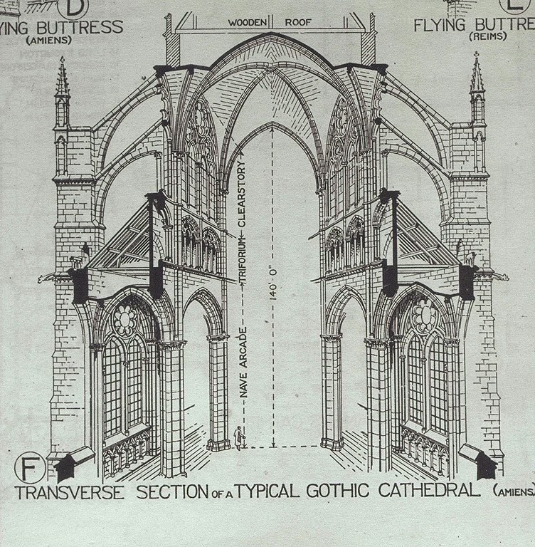Transverse section of a Gothic cathedral