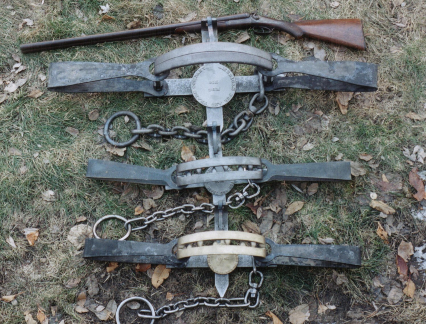 traps and rifle on ground