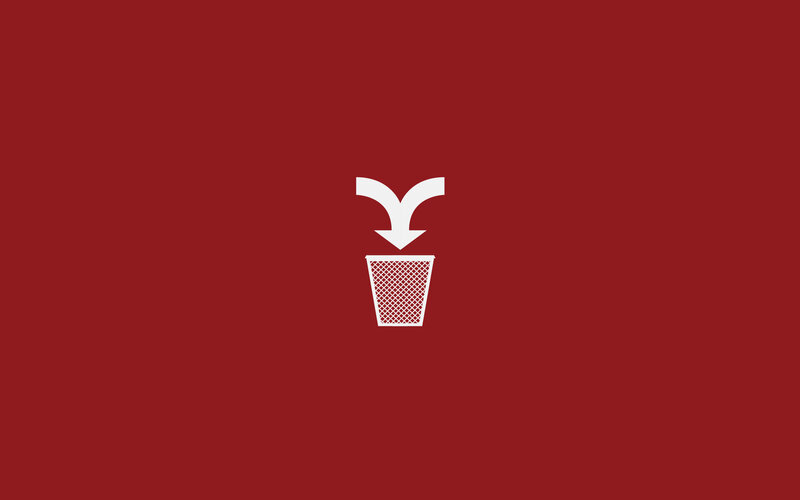 trash bin icon with arrows