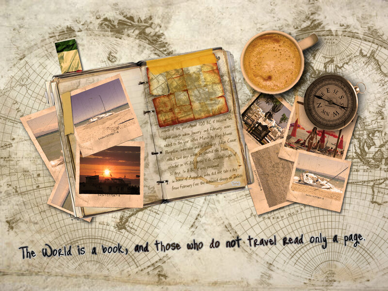travel journal with coffee
