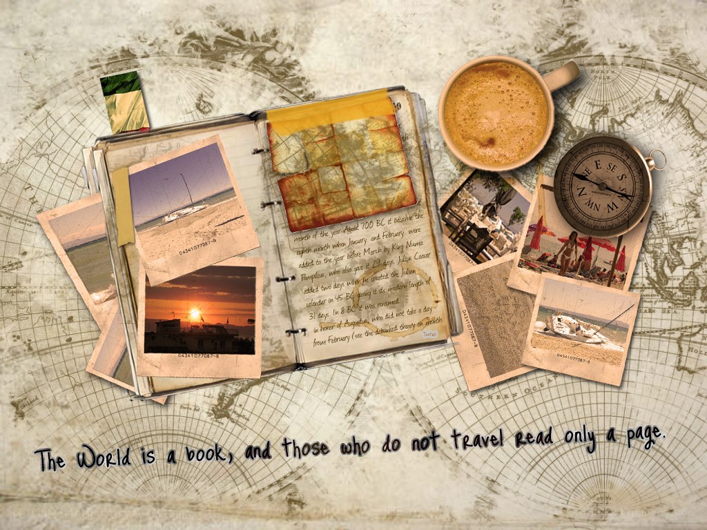 travel journal with coffee