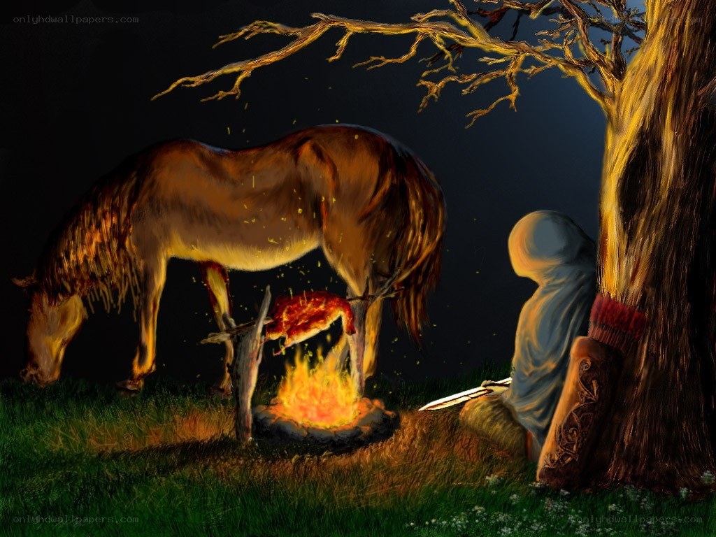 Traveler by the campfire