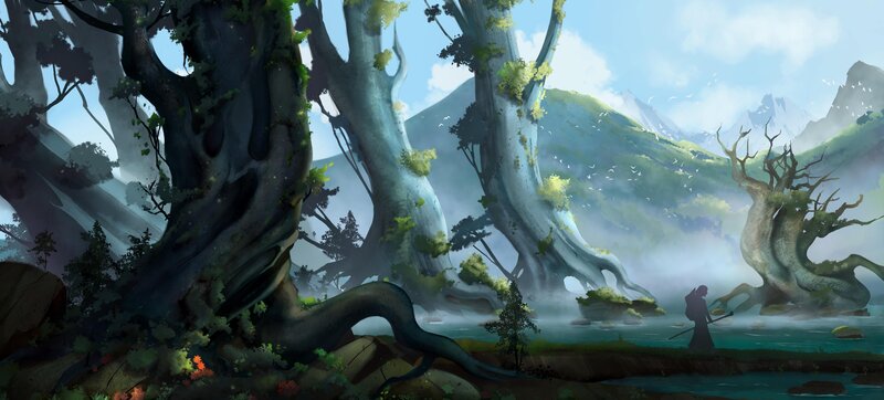 Traveler in a Forest — Green