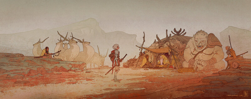 Traveler in Desert Camp