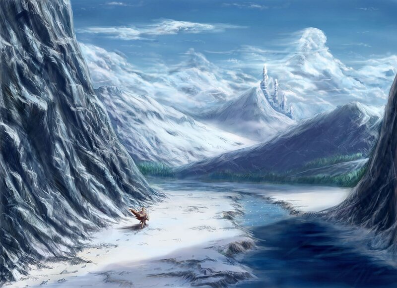 Traveler in Snowy Valley