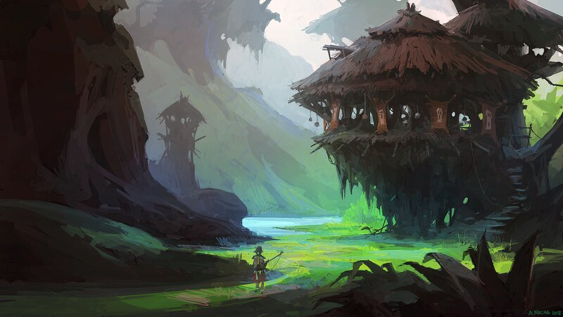 Traveler Near Treehouse