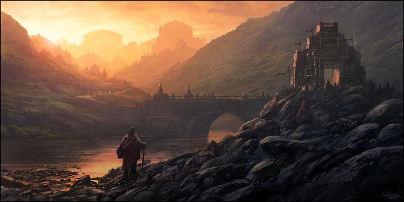 Traveler on a Rocky Shore