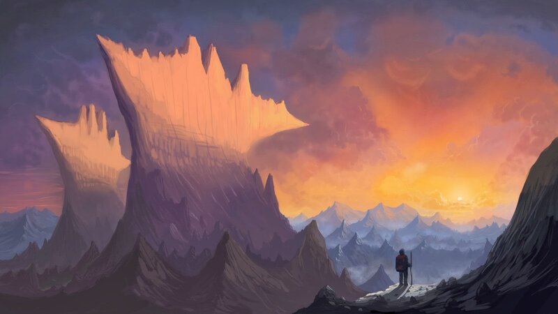 Traveler on Mountain Peak