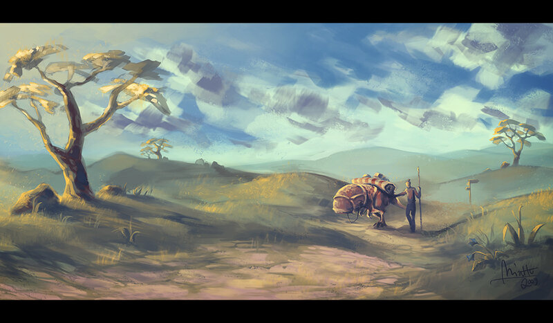 Traveler with a pack animal
