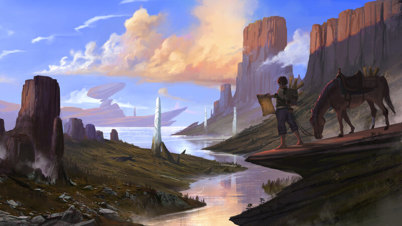 Traveler with Horse — Blue