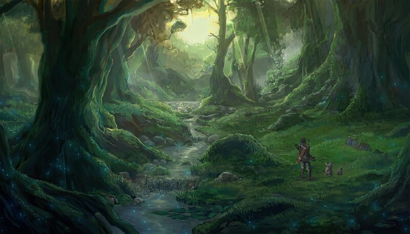 Traveler with Small Creatures — Green