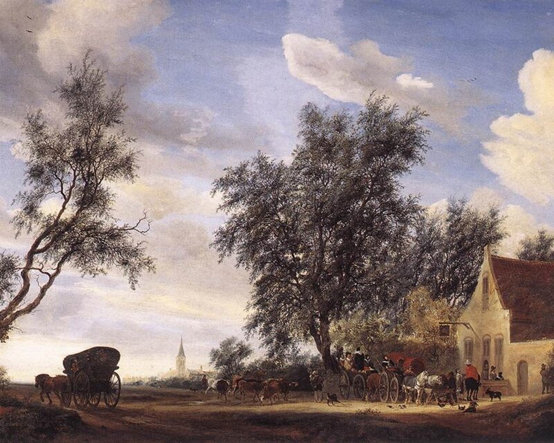 Travelers at a Roadside Inn