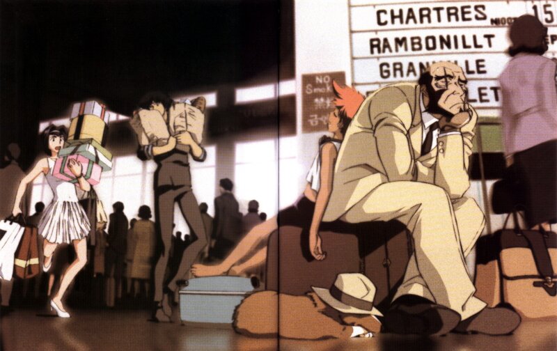 Travelers at a train station