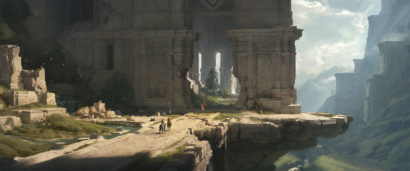 Travelers at Ancient Ruins