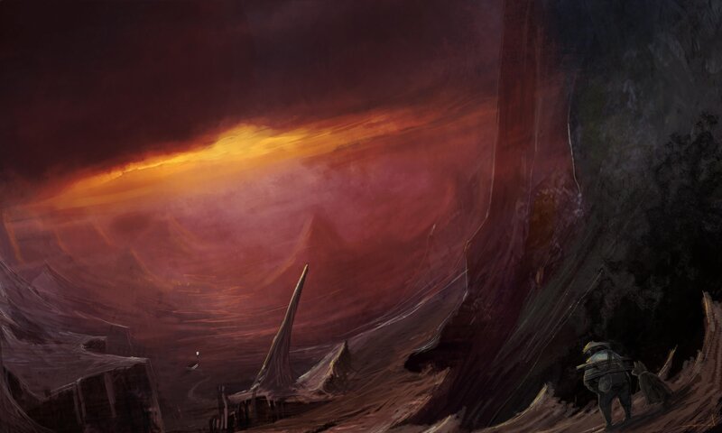 Travelers in a Canyon — Red