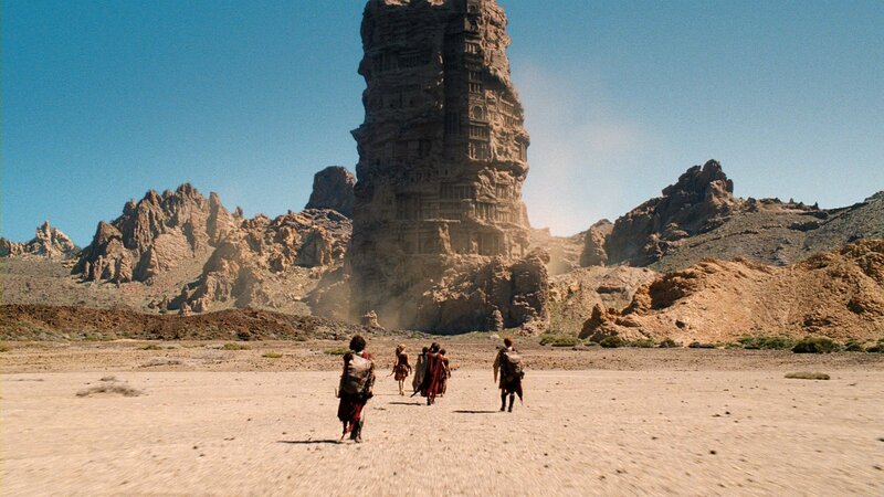travelers in a desert landscape