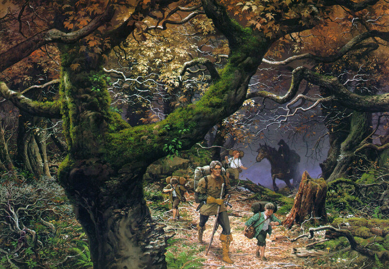 Travelers in a mystical forest