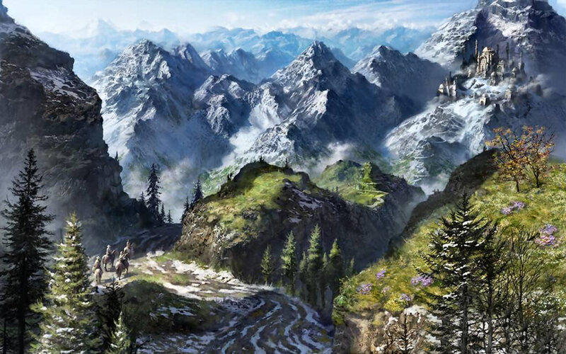 Travelers in Mountain Pass