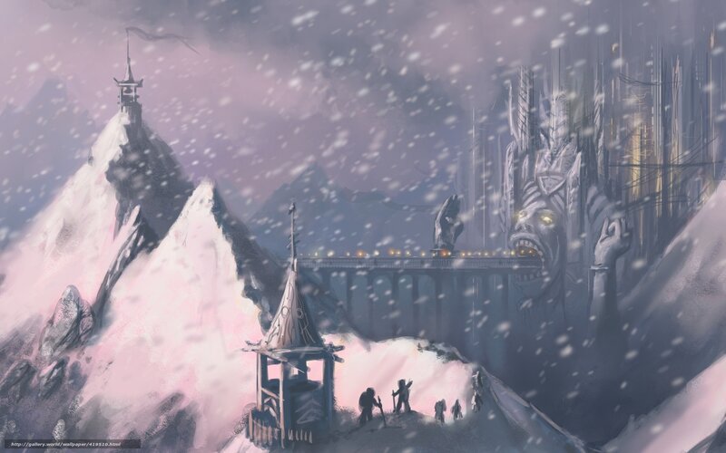 Travelers in Snowy Mountains