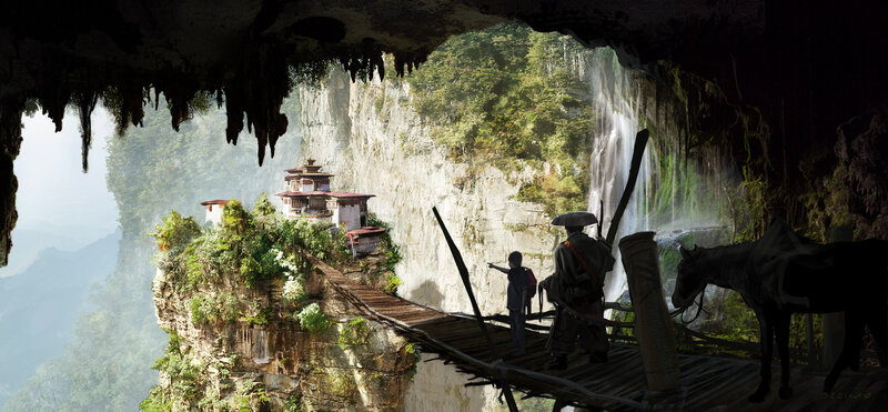 Travelers on a Bridge — Green