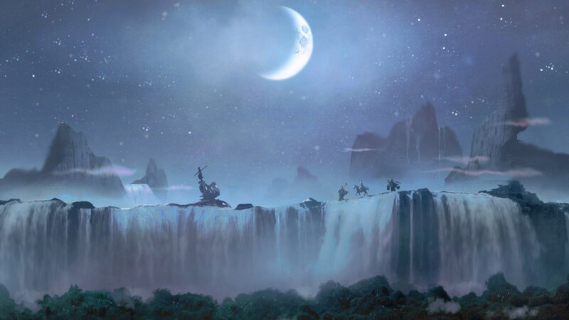 Travelers on a Cliff — Blue