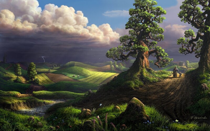 Travelers on a Hill — Green