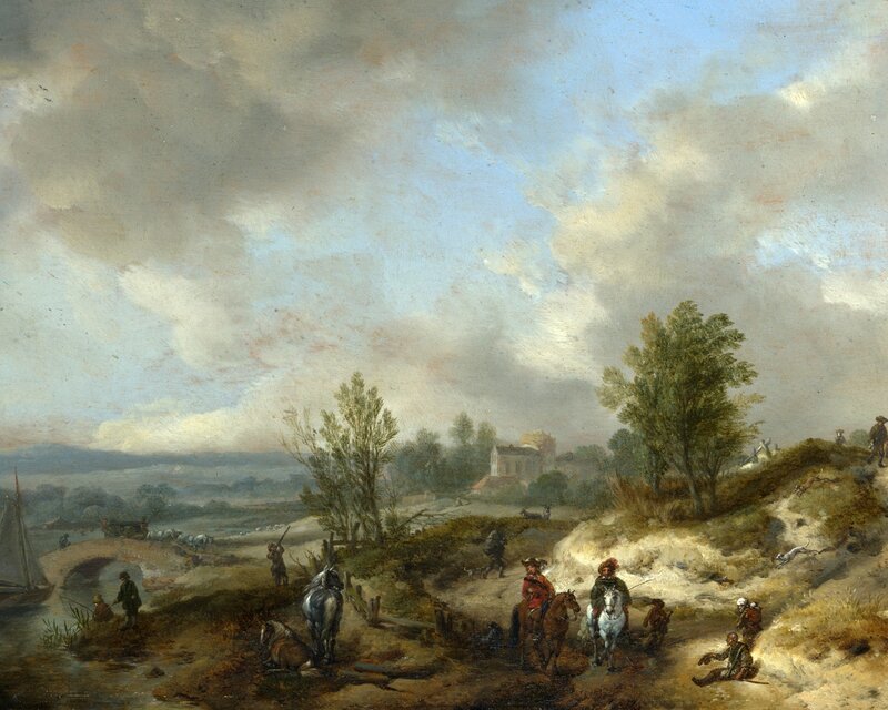 Travelers on a Riverbank — Brown