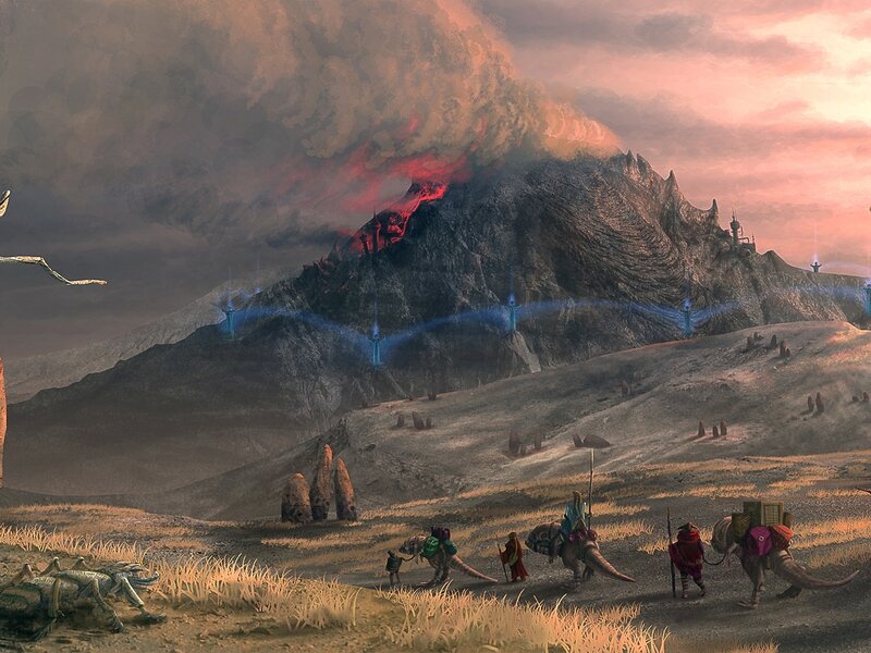 Travelers on Dinosaur-like Creatures