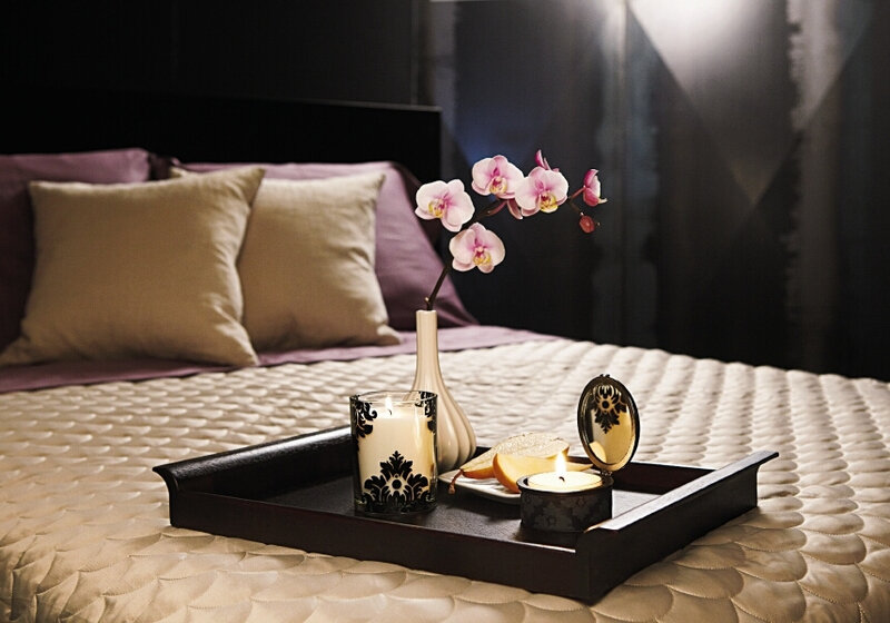 Tray with Candles and Flowers
