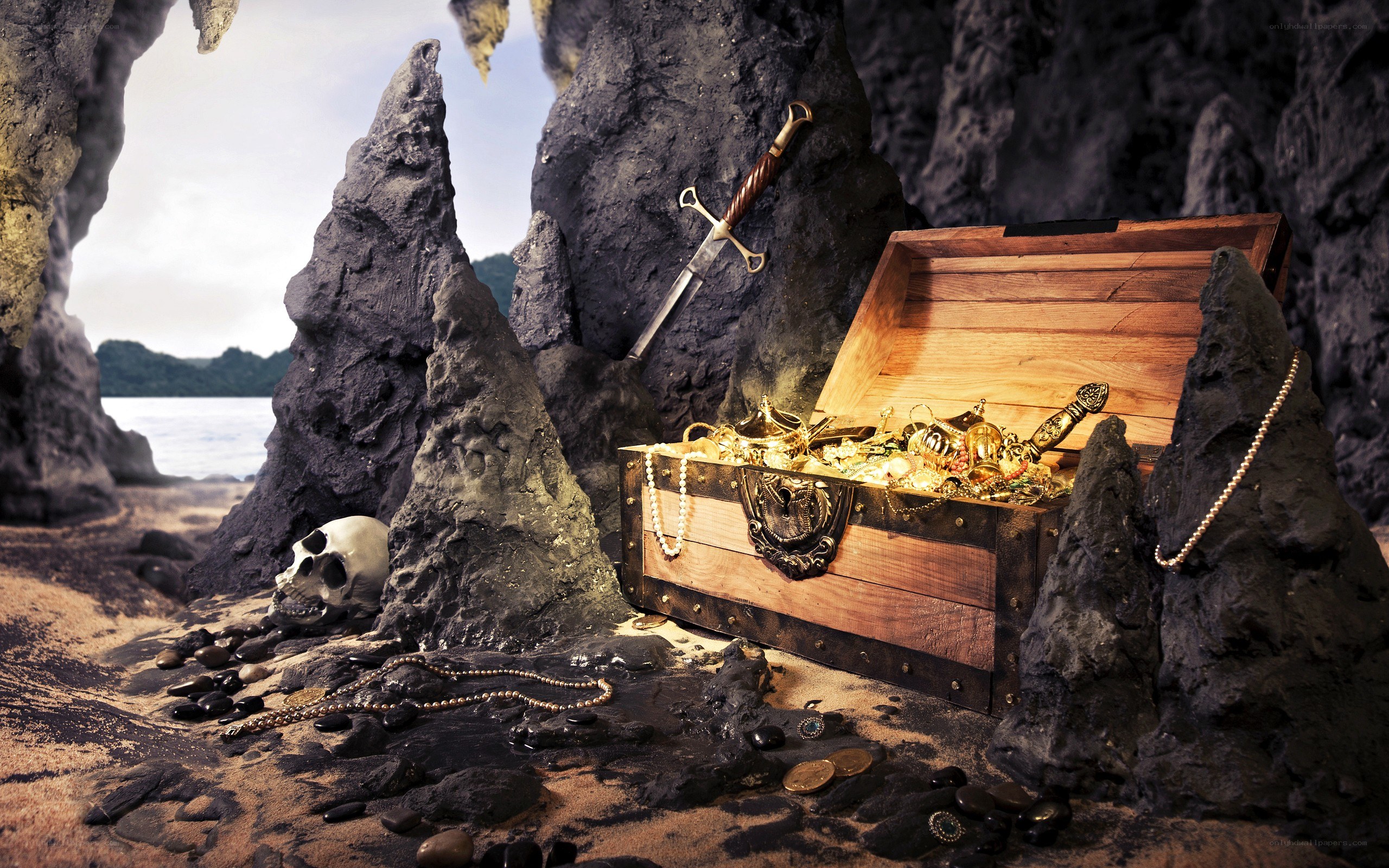 treasure chest in a cave