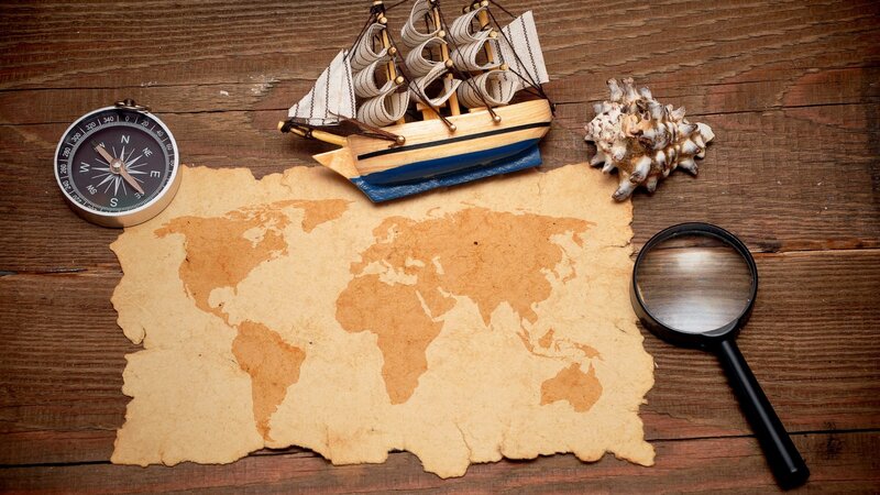 treasure map and compass